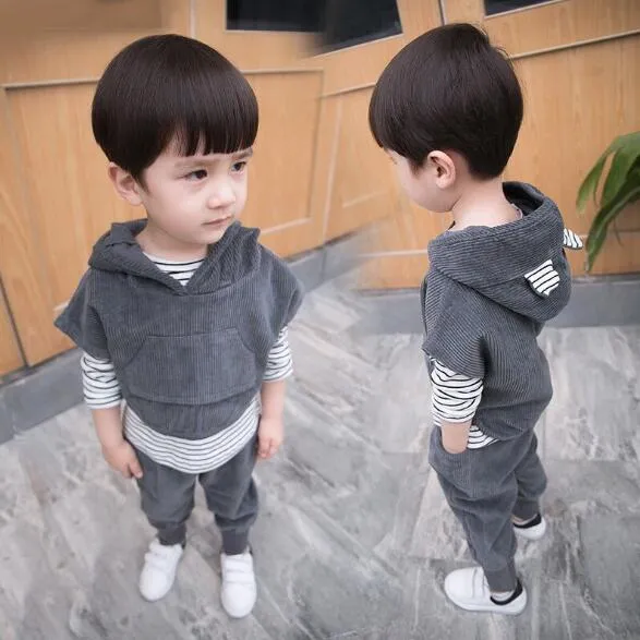 2019 Spring Autumn Baby Boys Clothes Sets Hooded Coat T Shirt Pants 3 PCS Casual Infant Cotton Suits Children Kids Sport Suits