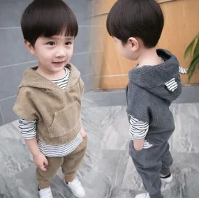 2019 Spring Autumn Baby Boys Clothes Sets Hooded Coat T Shirt Pants 3 PCS Casual Infant Cotton Suits Children Kids Sport Suits