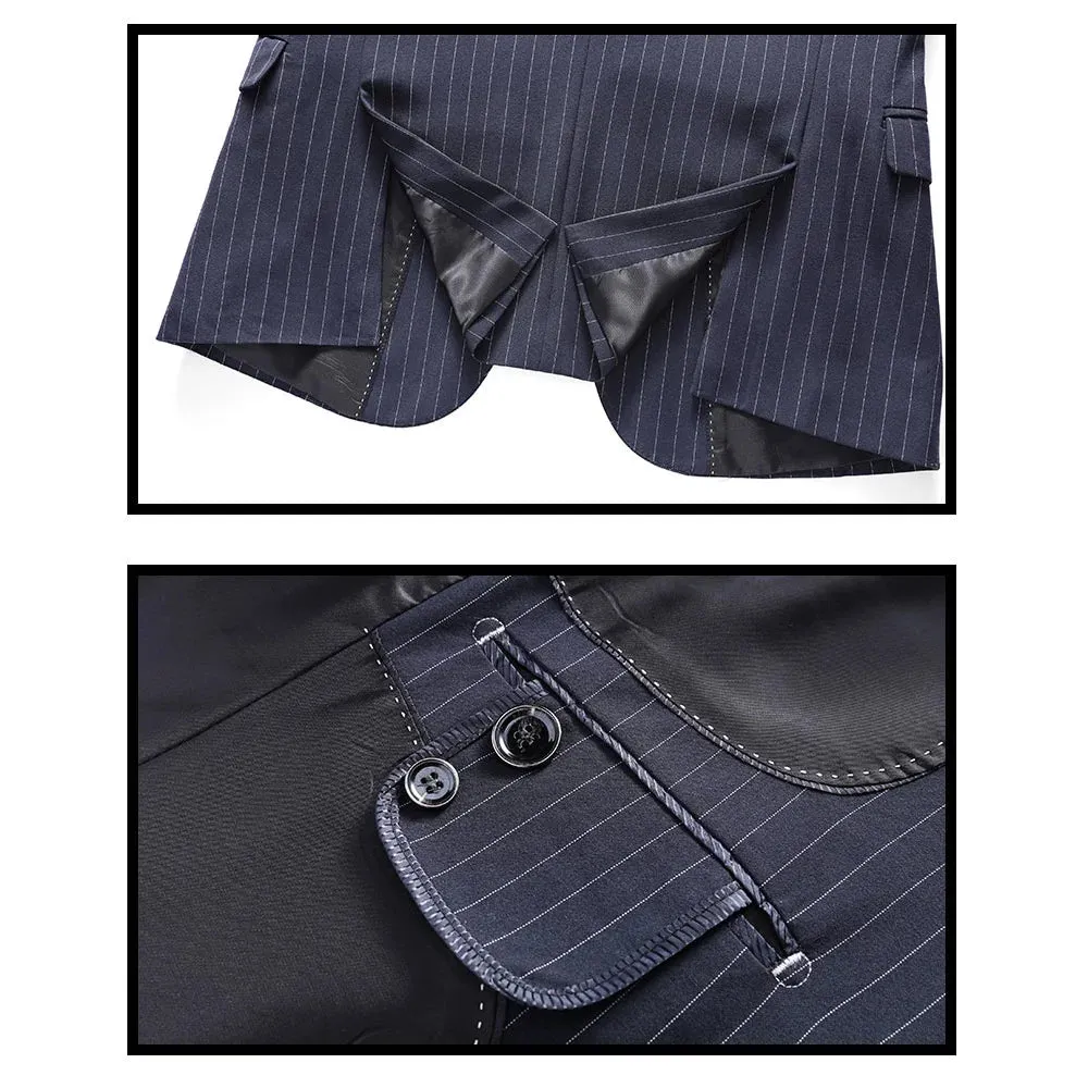 3Pcs Men's striped casual business suit Set