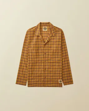 4 Pocket Plaid Shirt Jacket ( brown )