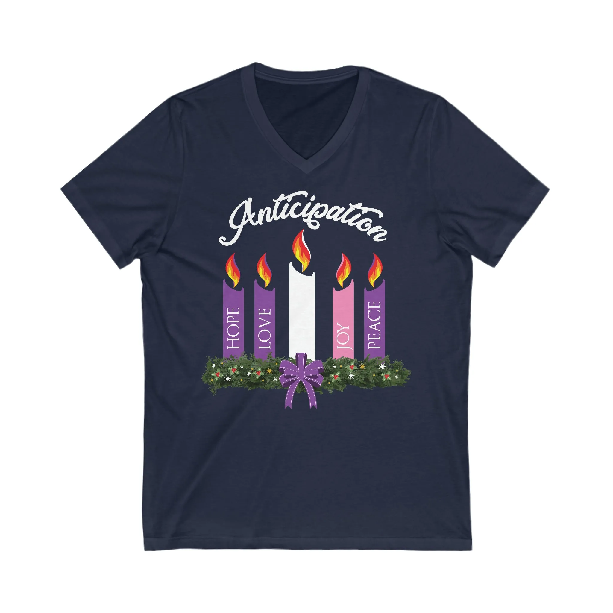 Advent Wreath Candles Christian Shirts | Advent Christmas Gifts  | Unisex Jersey V-neck T-shirt