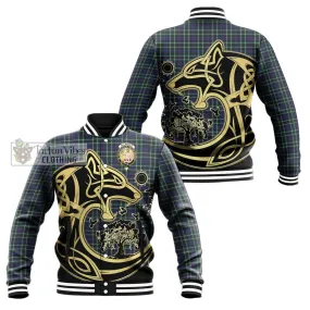 Allardice Tartan Baseball Jacket with Family Crest Celtic Wolf Style