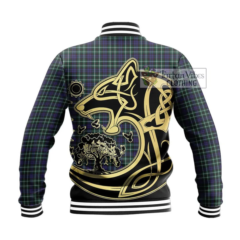 Allardice Tartan Baseball Jacket with Family Crest Celtic Wolf Style