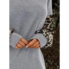 Animal Print One-Shoulder Long Sleeves Casual T-shirts
