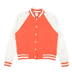 Anna Sui Snap Baseball Jacket - Orange/White