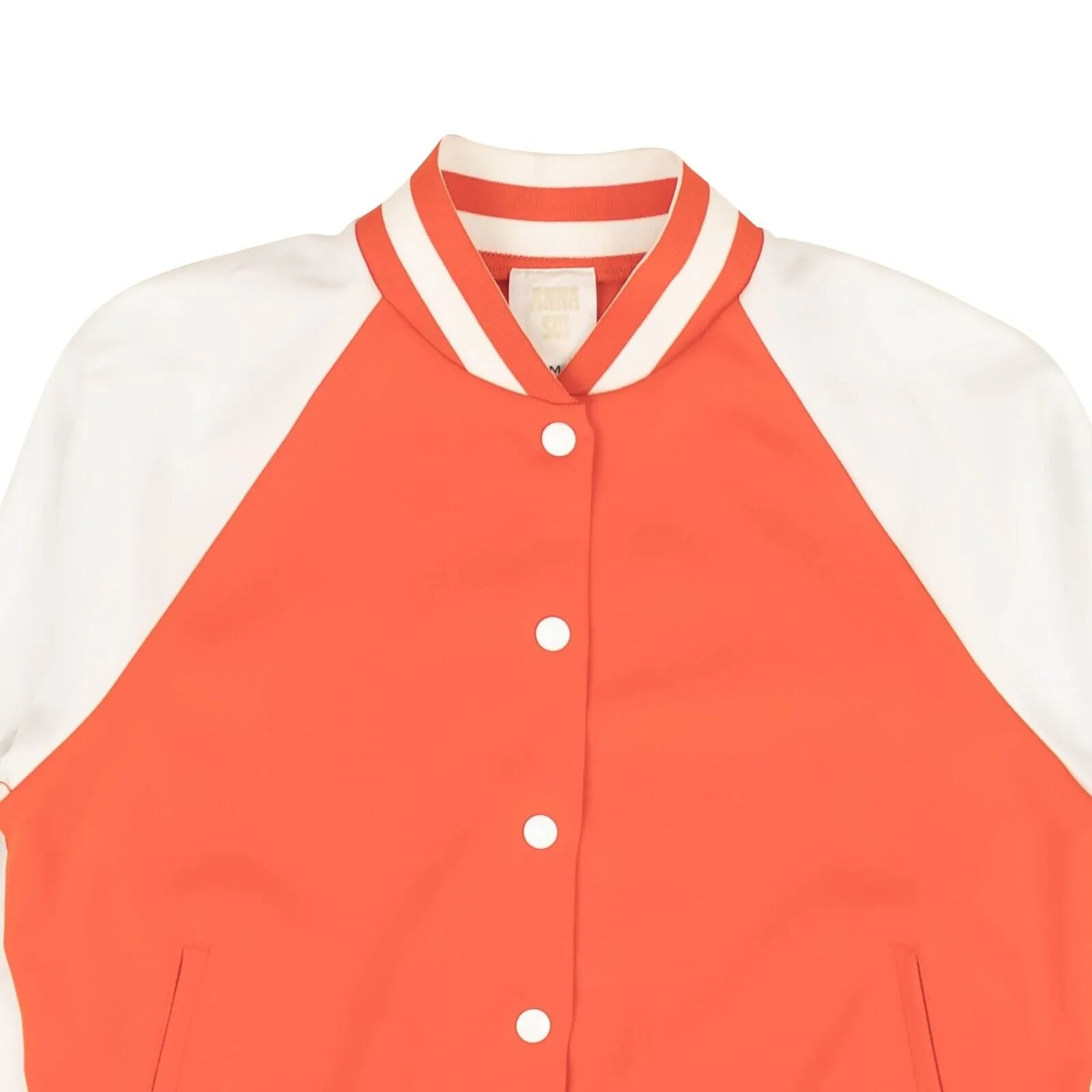 Anna Sui Snap Baseball Jacket - Orange/White