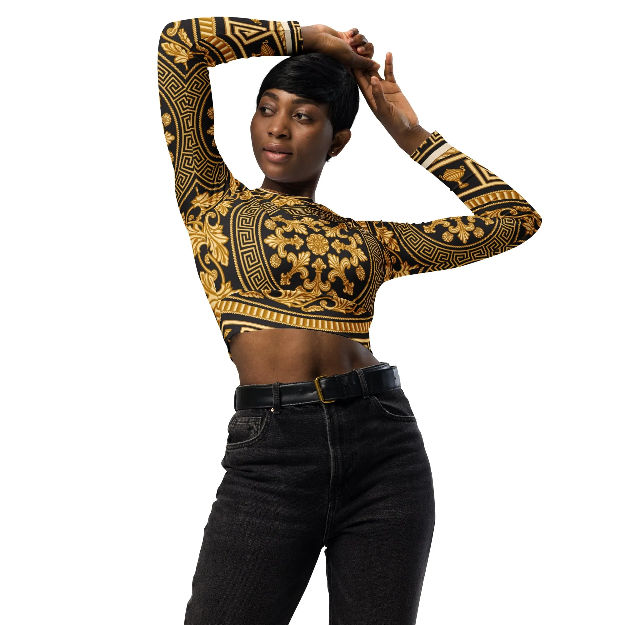 Baroque Recycled long-sleeve crop top