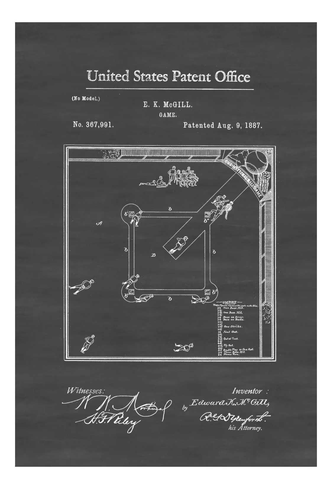 Baseball Game Patent - Patent Print, Wall Decor, Baseball Art, Baseball Patent, Baseball Fan Gift, Baseball Blueprint, Baseball Field