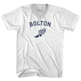 Bolton Running Track Winged Foot-Adult Cotton V-neck T-shirt