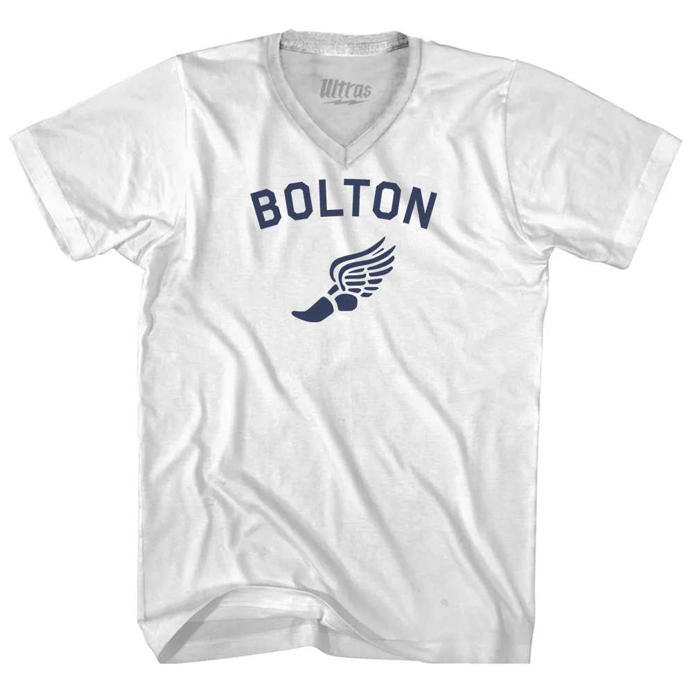 Bolton Running Track Winged Foot-Adult Cotton V-neck T-shirt