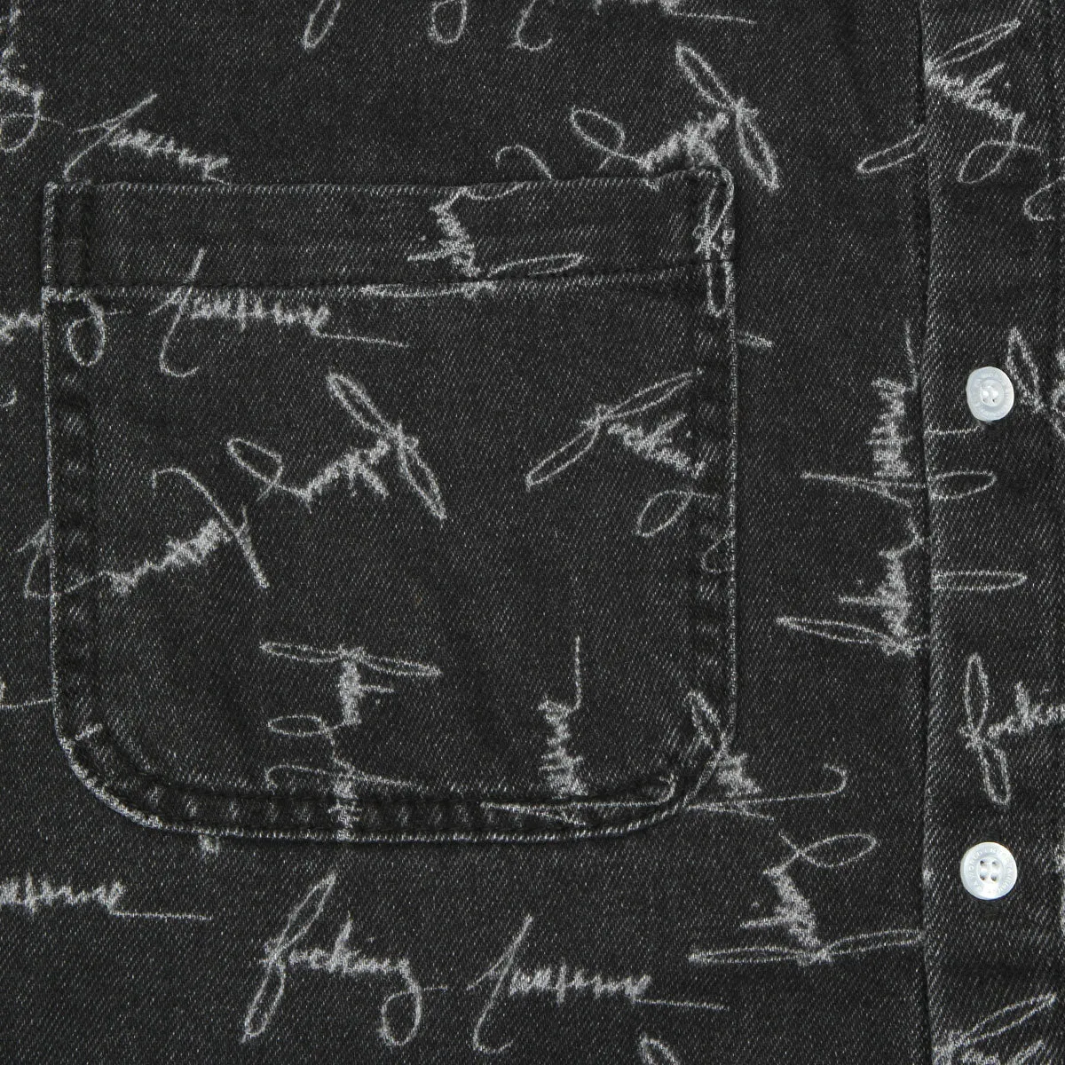 Cursive Washed Denim Overshirt