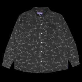 Cursive Washed Denim Overshirt