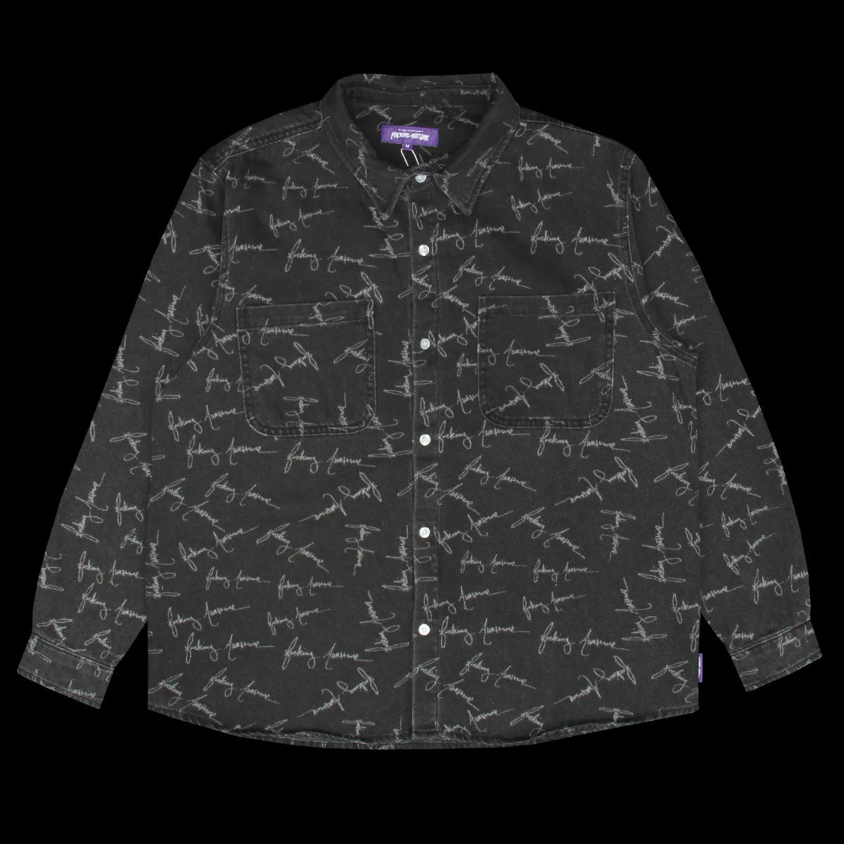 Cursive Washed Denim Overshirt