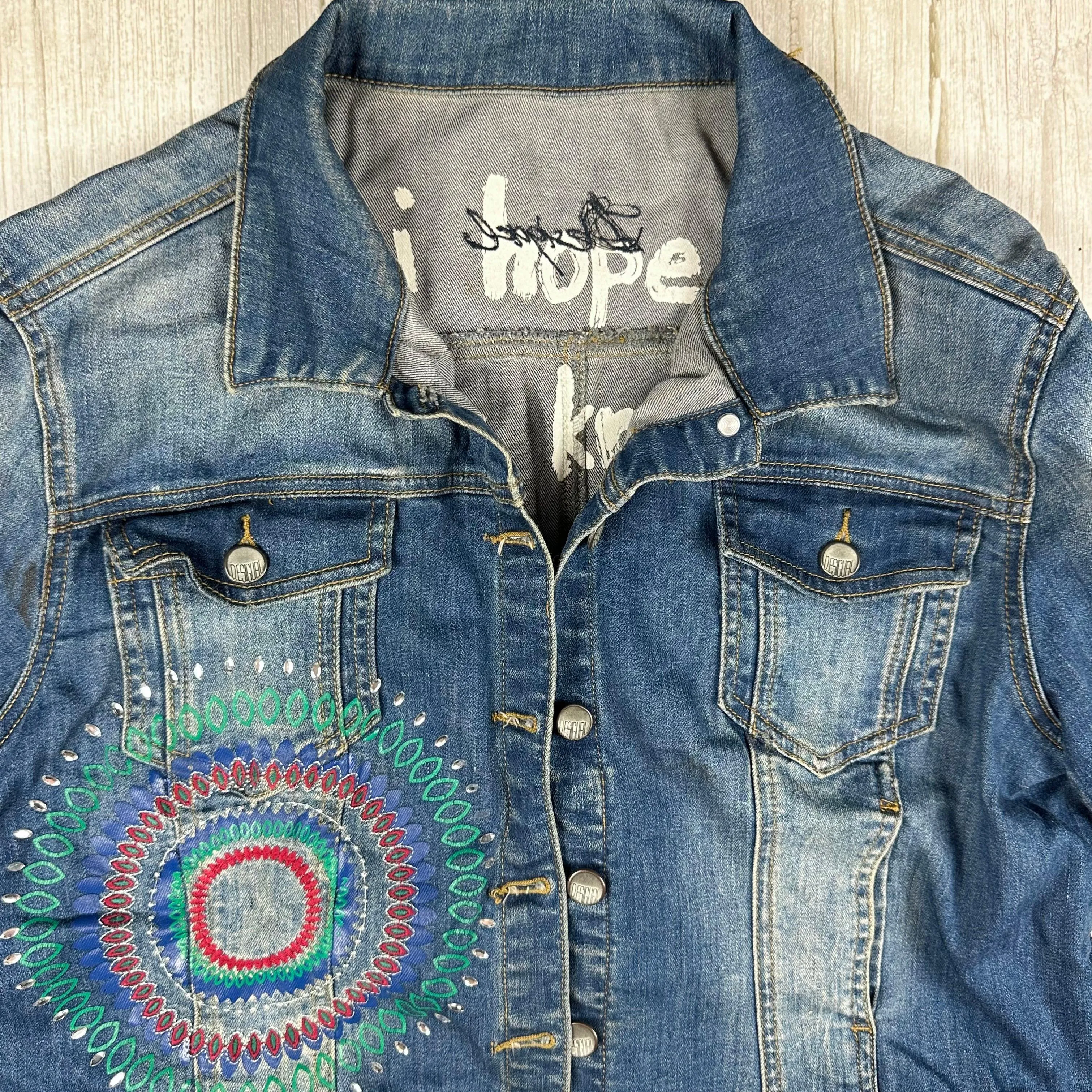 Desigual 'I hope you know' Denim Jean Jacket  - Size M