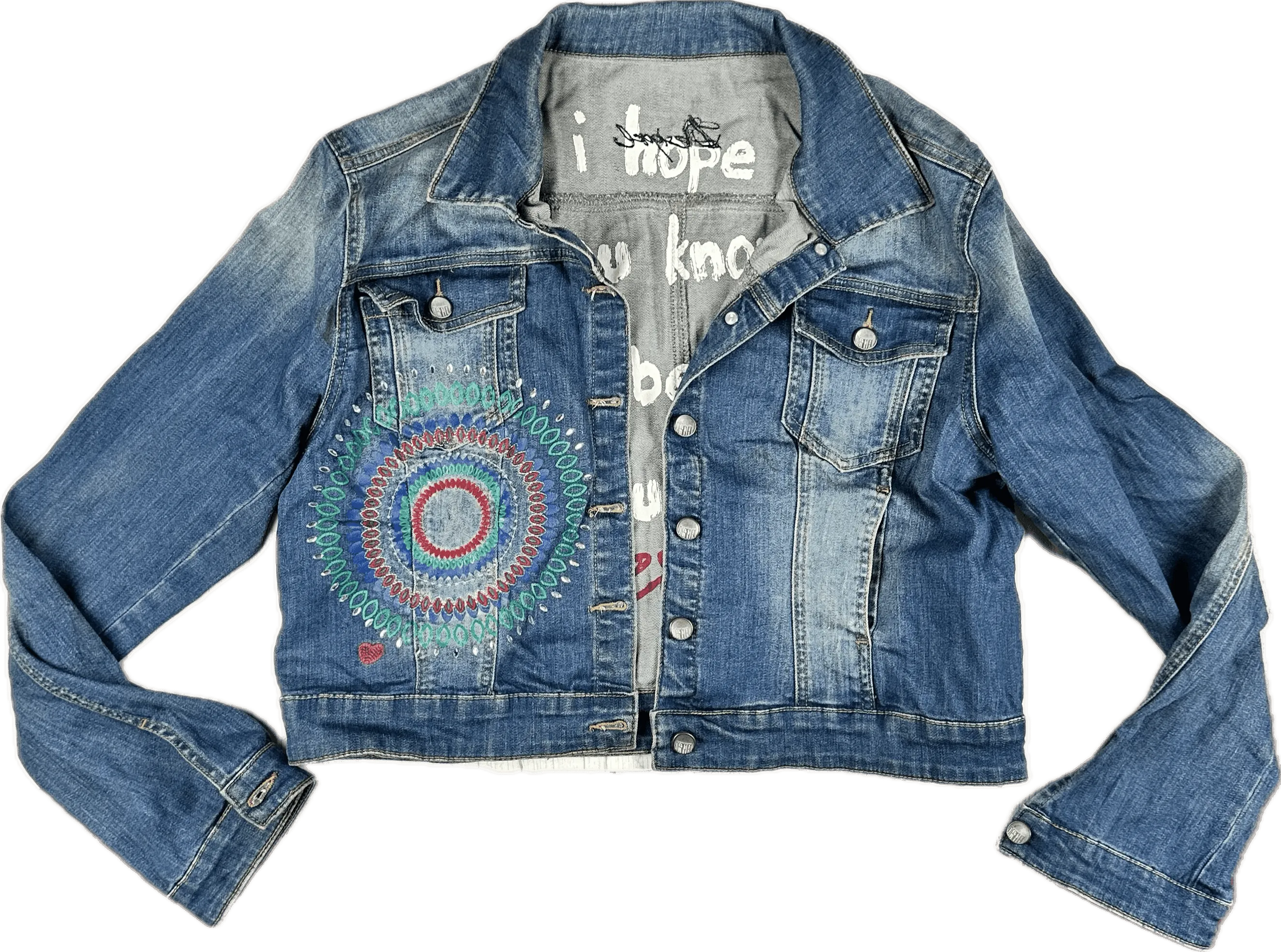 Desigual 'I hope you know' Denim Jean Jacket  - Size M