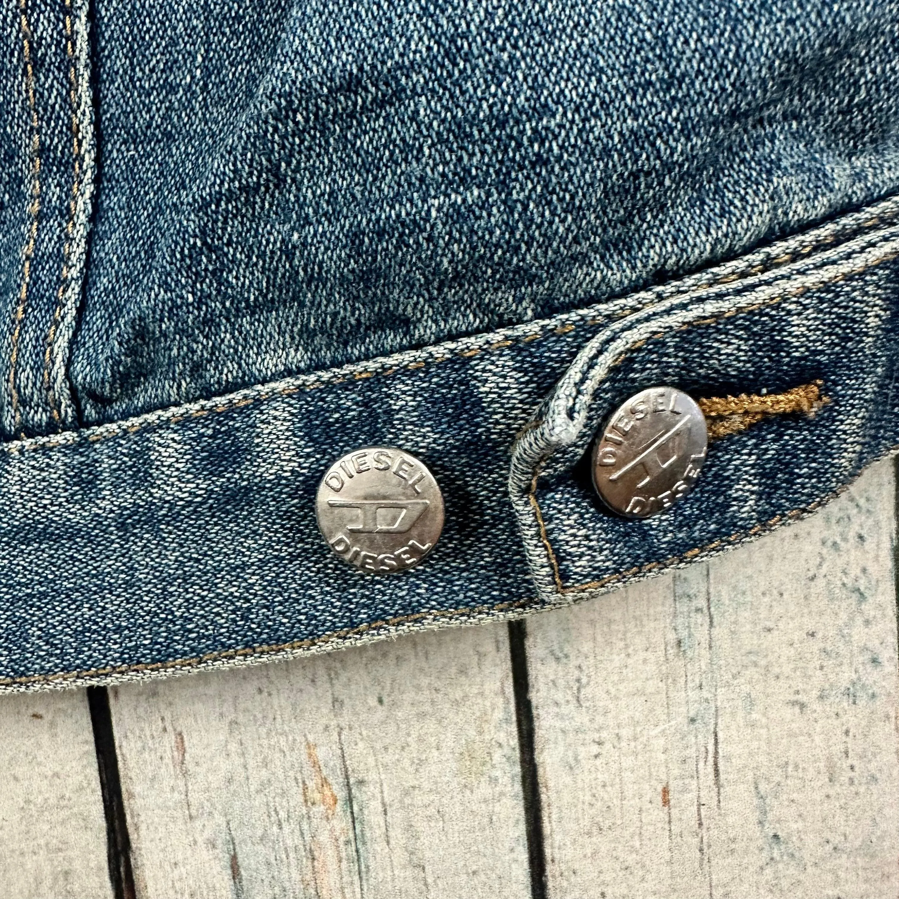 Diesel Mens Sleeveless Distressed Denim Jacket - Size L/XL