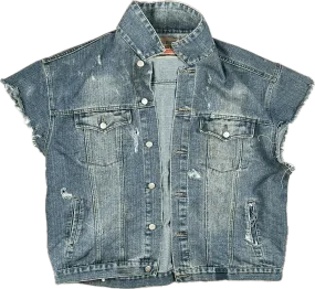 Diesel Mens Sleeveless Distressed Denim Jacket - Size L/XL