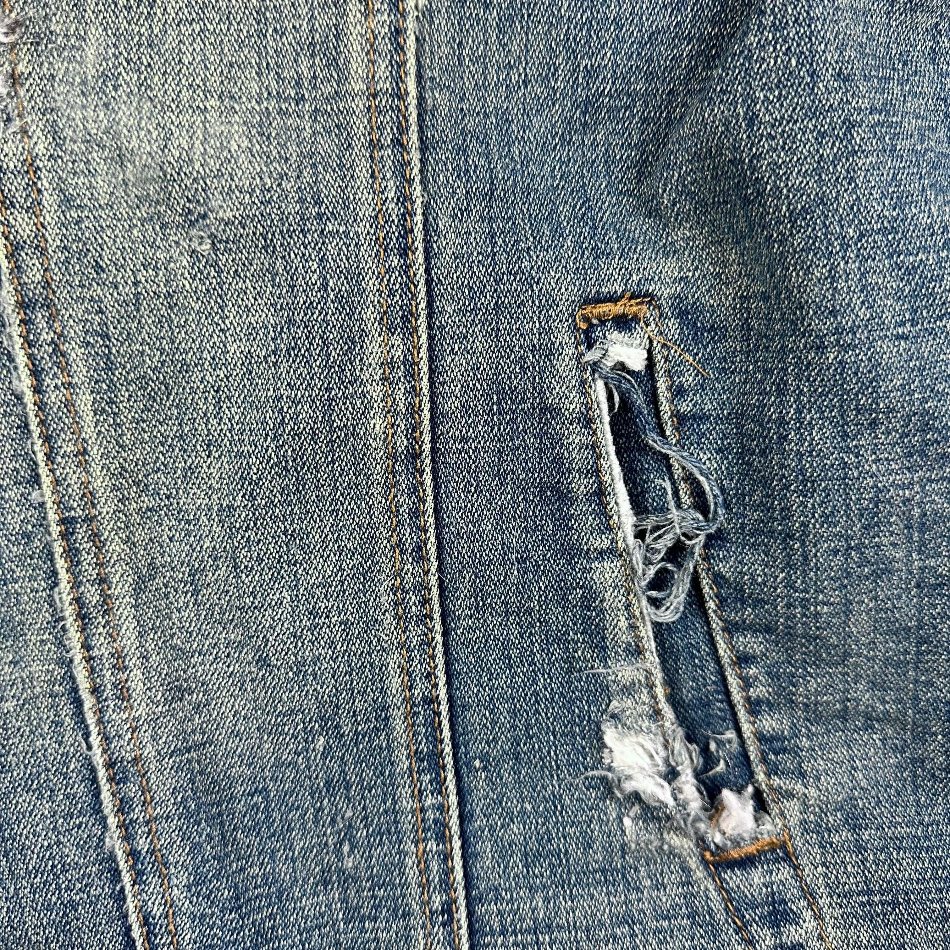 Diesel Mens Sleeveless Distressed Denim Jacket - Size L/XL