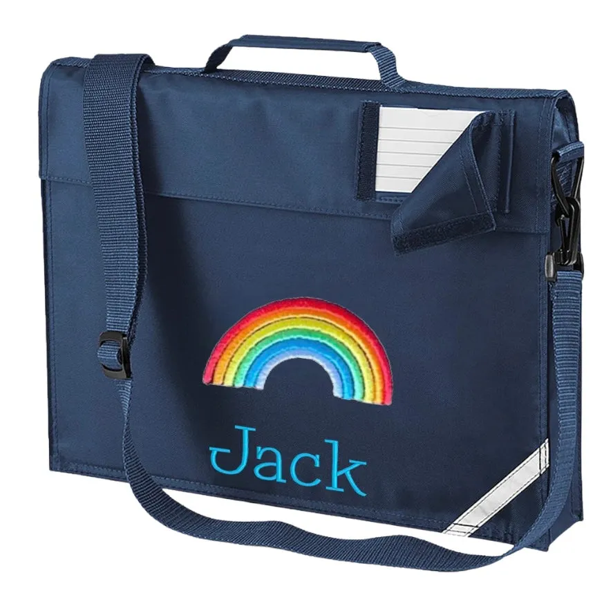 Embroidered Bookbag with strap - rainbow