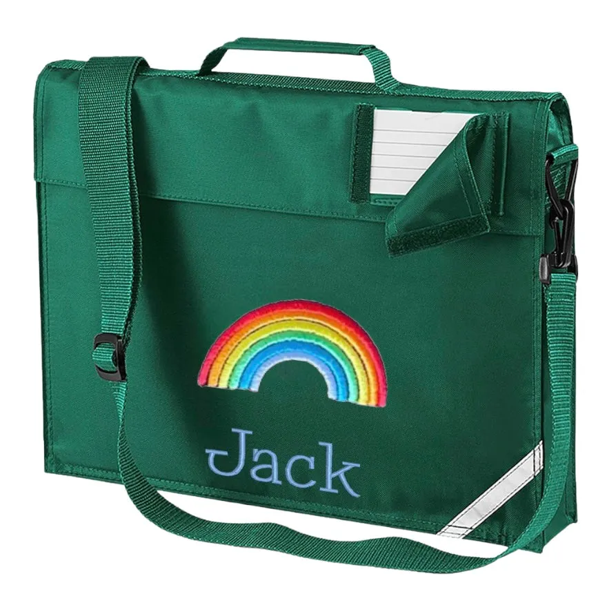 Embroidered Bookbag with strap - rainbow