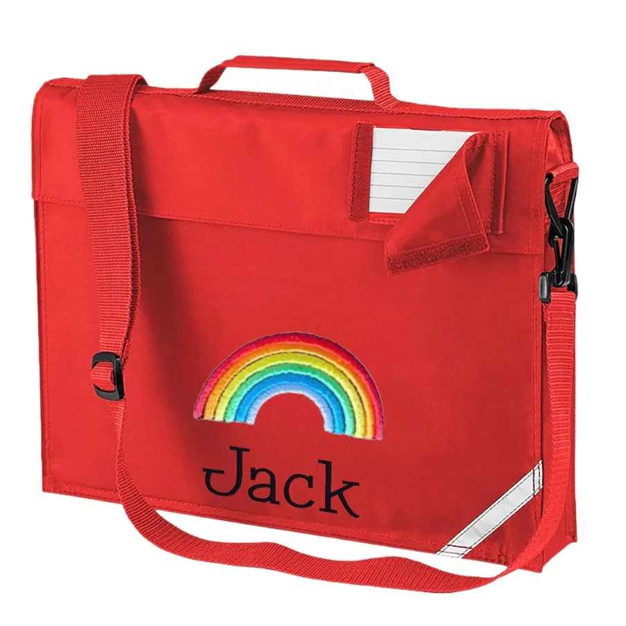 Embroidered Bookbag with strap - rainbow