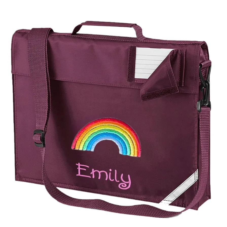 Embroidered Bookbag with strap - rainbow