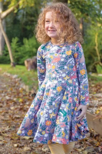 Frugi Sofia Skater Dress - Rainforest Friends