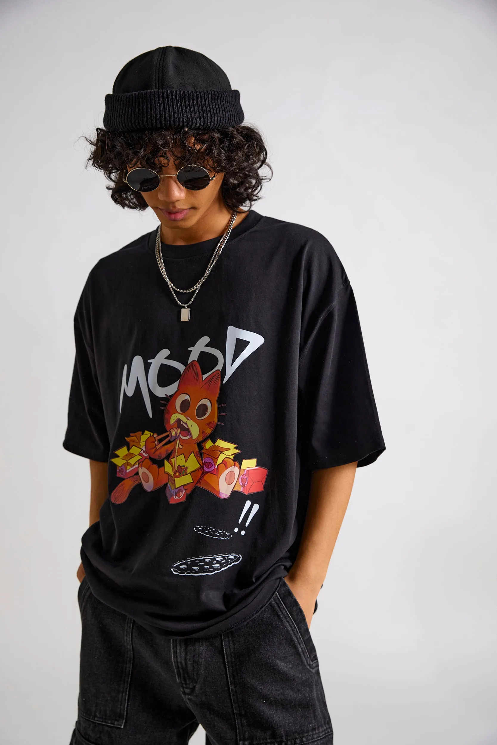 Garfield:Mood Printed Men's Oversized T-shirt