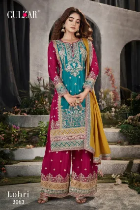 Gulzar Launch Lohri 2061-2063 Series Chinon Designer Work Salwar Suits