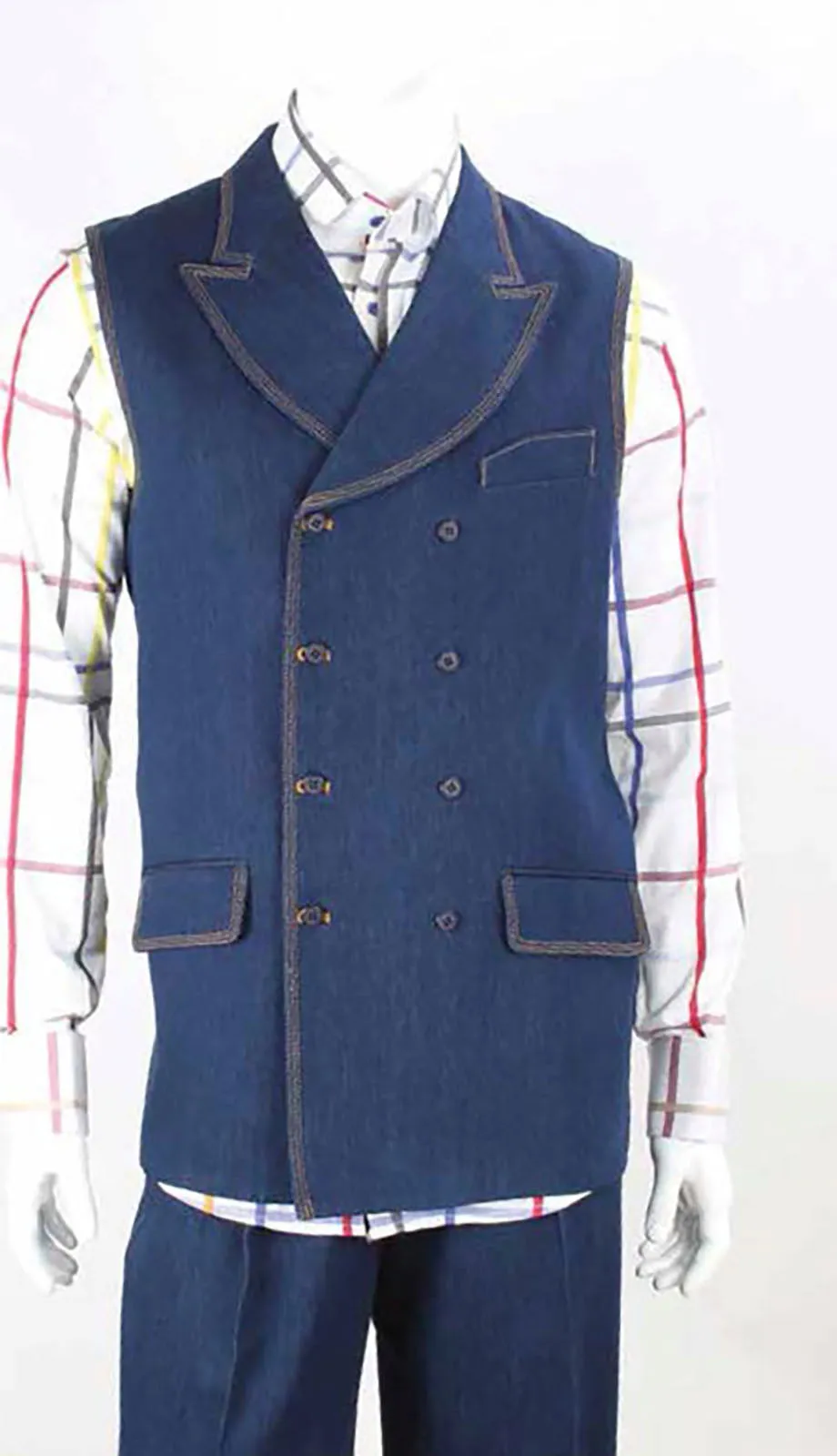 Iconic JVS-1-BLU Vest Set Mens Suit