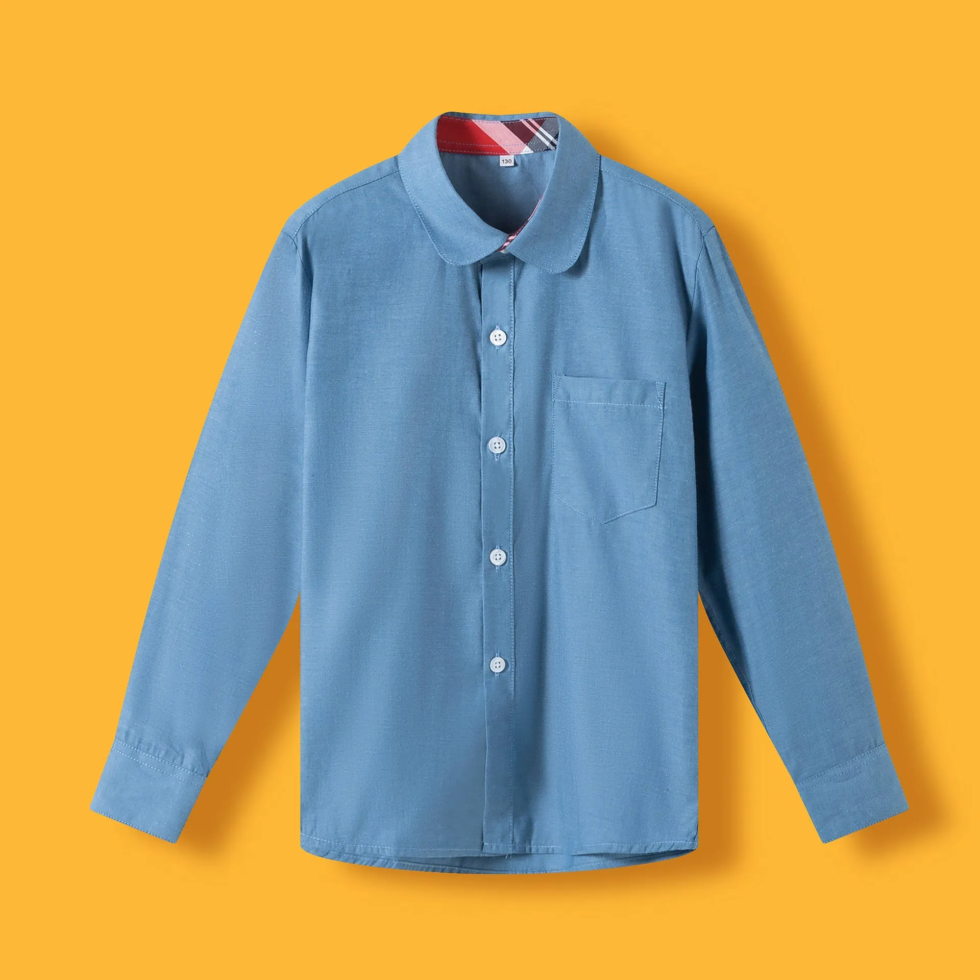 Kids Boys Long Sleeve White Multicolor Shirt Spring Autumn Cotton Junior Primary School Uniform Dress Shirt