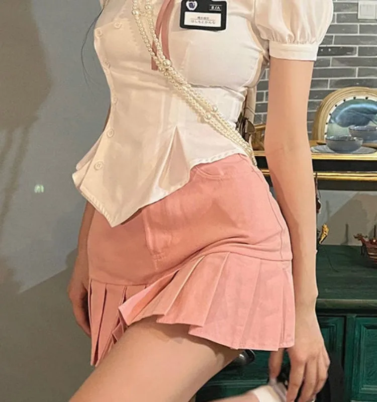 Korean Preppy Style Slim White Shirt