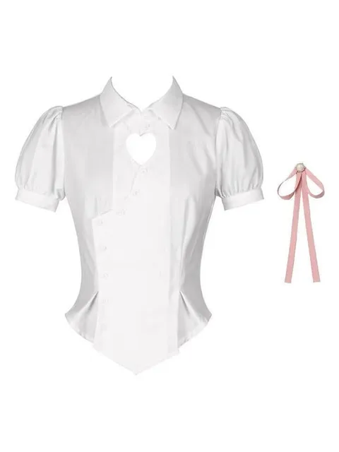 Korean Preppy Style Slim White Shirt