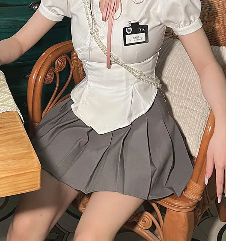 Korean Preppy Style Slim White Shirt