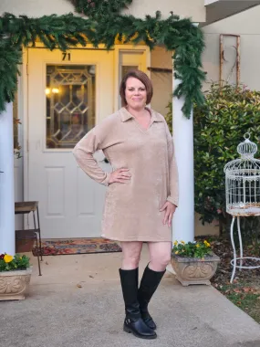 Long Sleeve Chenille Knit Dress in Ivory