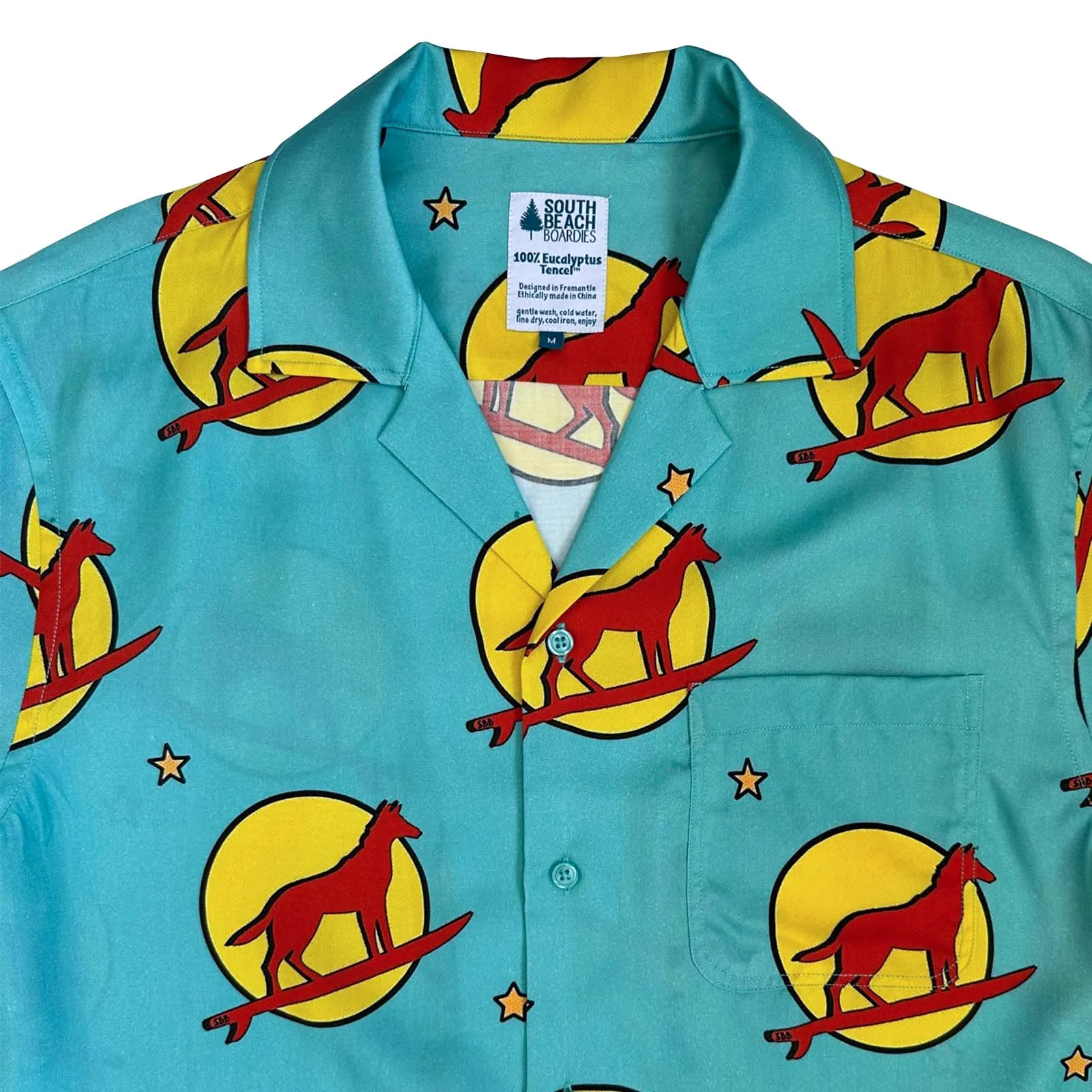Men's Cubano Shirt: Surfing Dingo Sunset