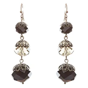 Modern Fashion Chic Cut Out Balls In Linear Arrangement Earrings E834 Black