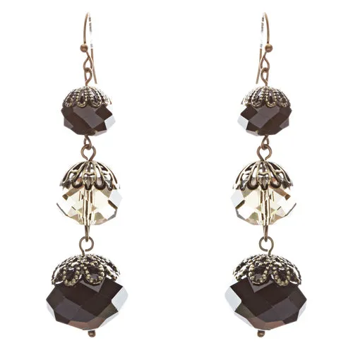 Modern Fashion Chic Cut Out Balls In Linear Arrangement Earrings E834 Black