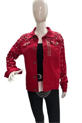 Nisha's Denim Pearl and Rhinestone Jacket