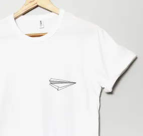 Paper plane t-shirt, hand painted UNISEX pocket shirt, aviation tee, minimalist fashion, unique clothing, crewneck, gift for him