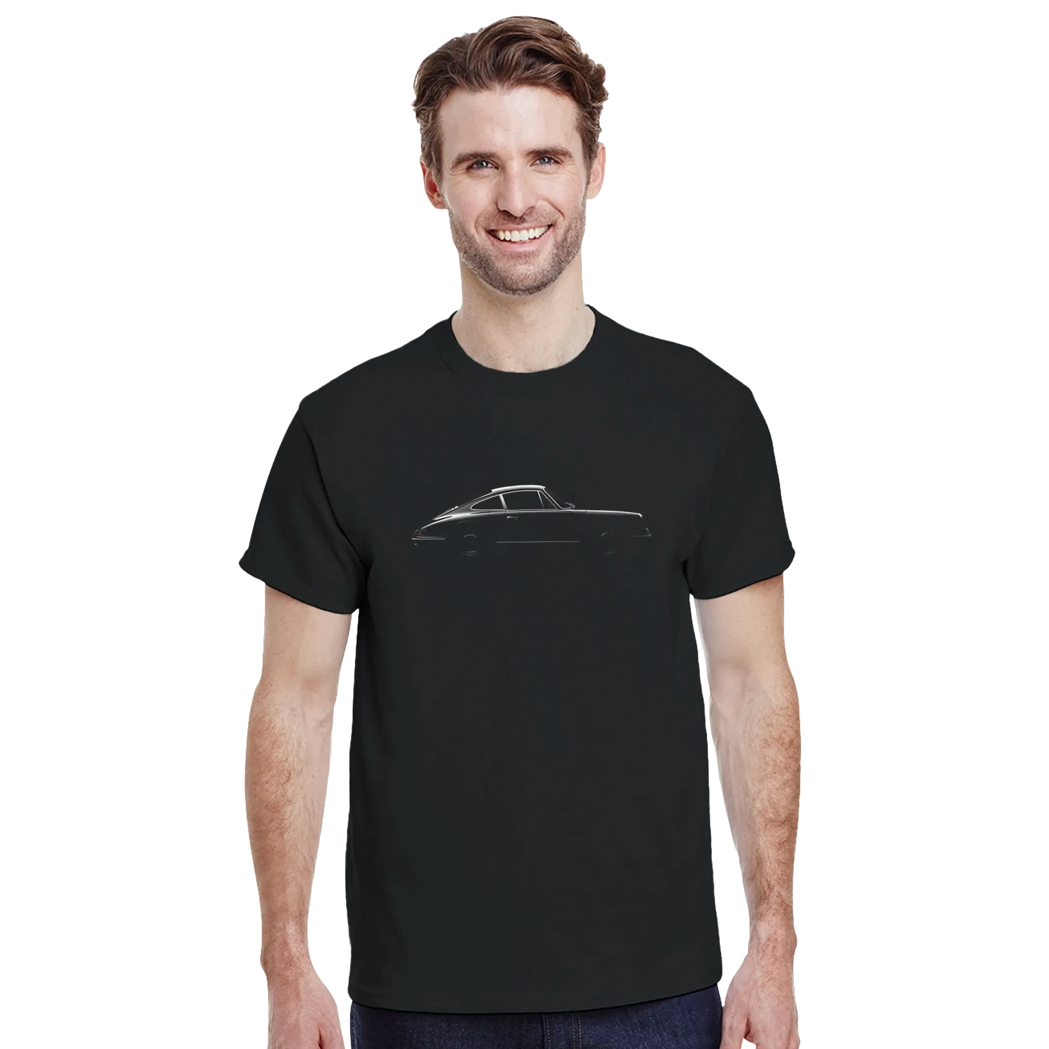 PORCHE - Schweres Unisex-T-Shirt mit Rundhalsausschnitt | Gildan® 5000 Schwarz