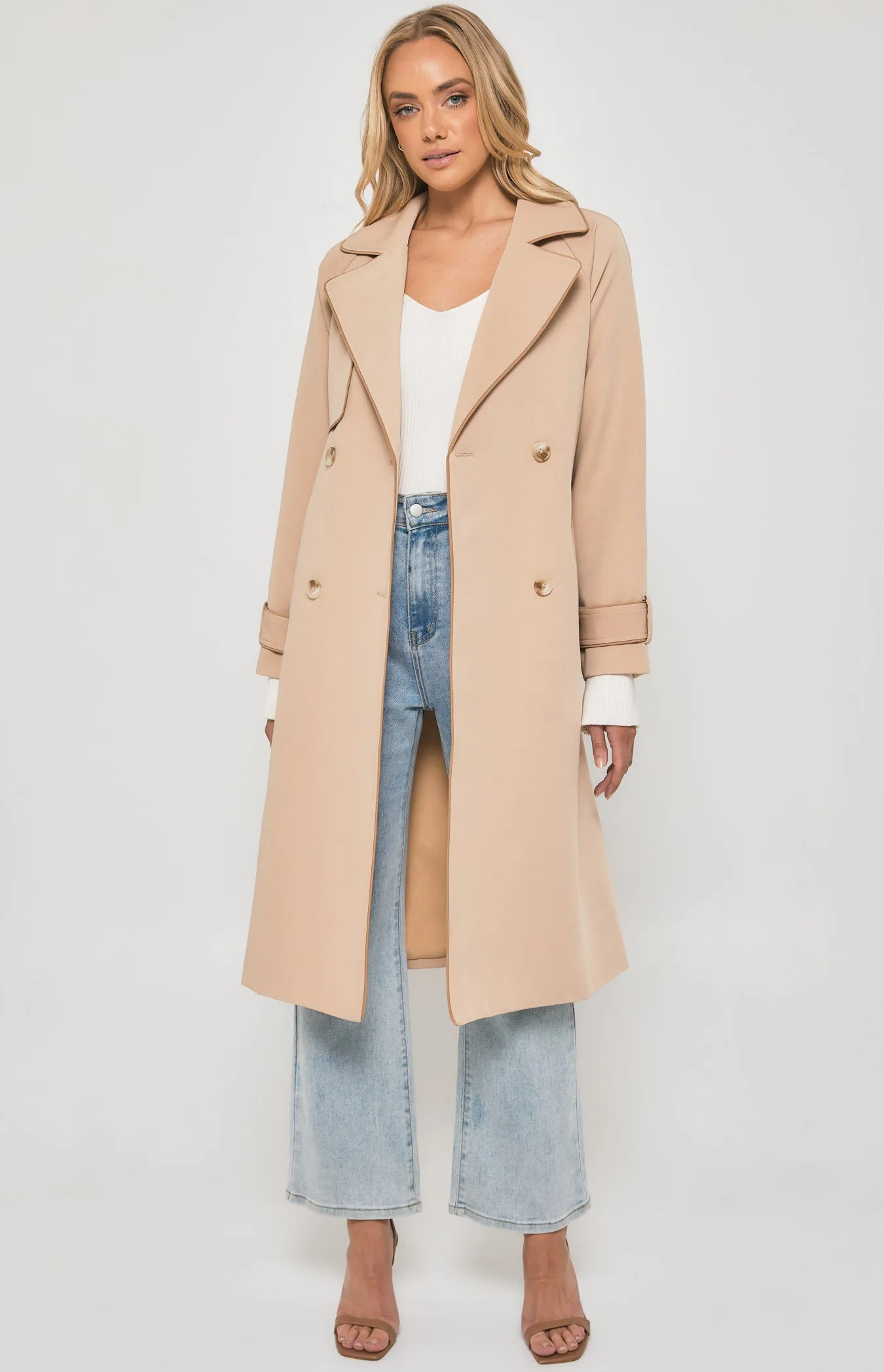 Riviera Double Breasted Trench Coat - Camel
