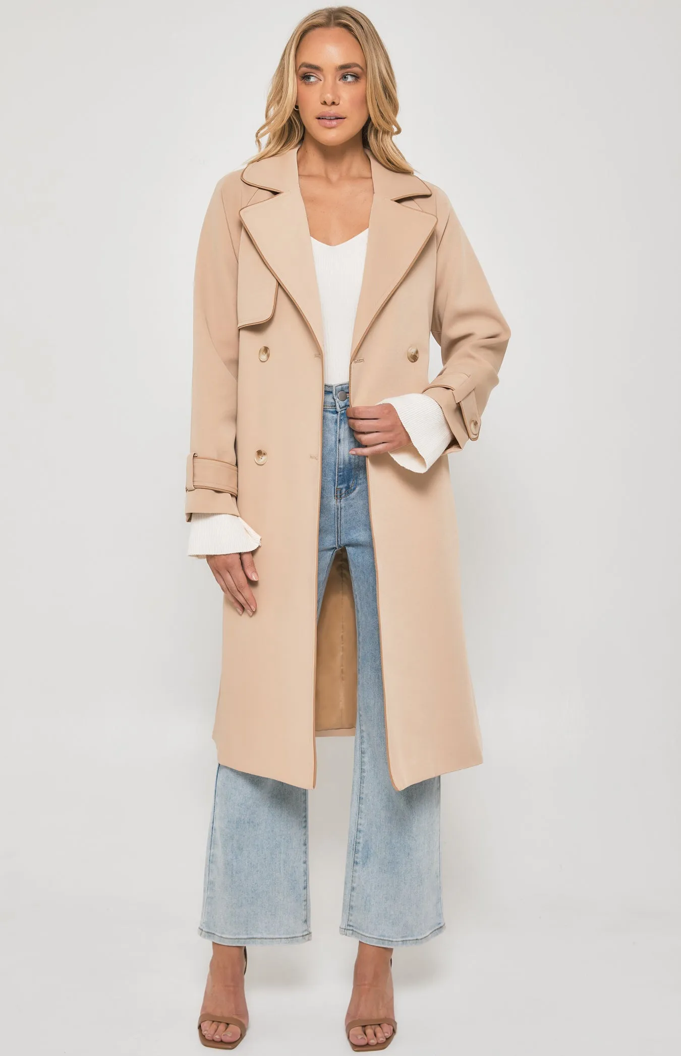 Riviera Double Breasted Trench Coat - Camel