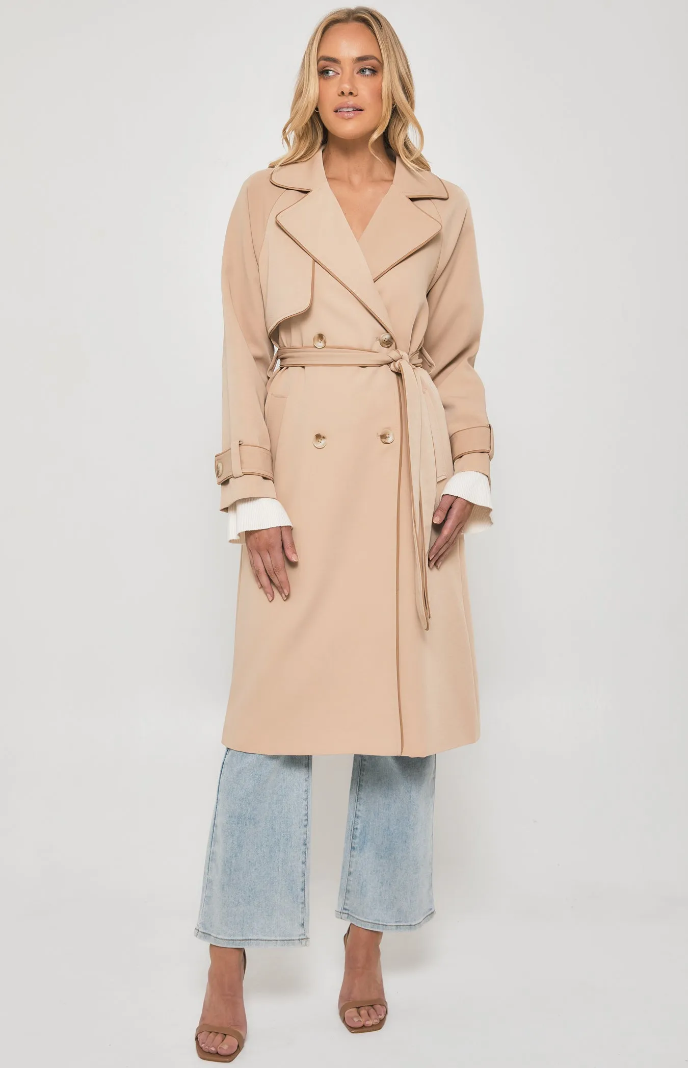 Riviera Double Breasted Trench Coat - Camel