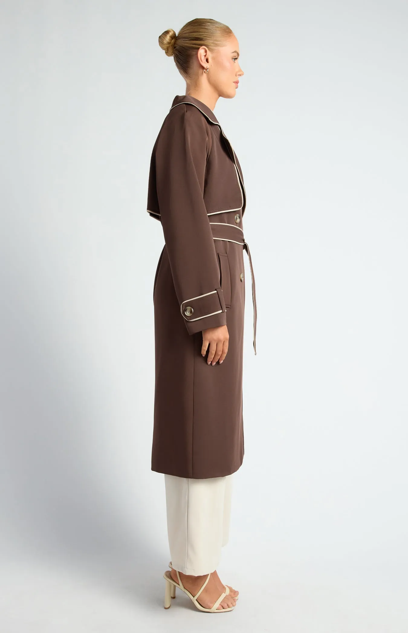 Riviera Double Breasted Trench Coat - Espresso