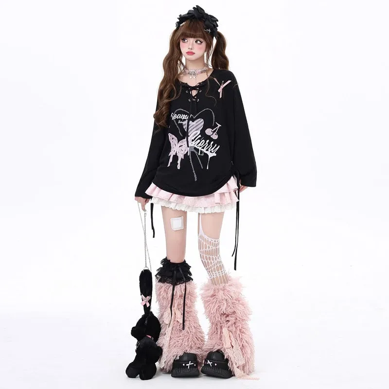 Sweet Girl Ballet Style Black Long-Sleeved T-shirt