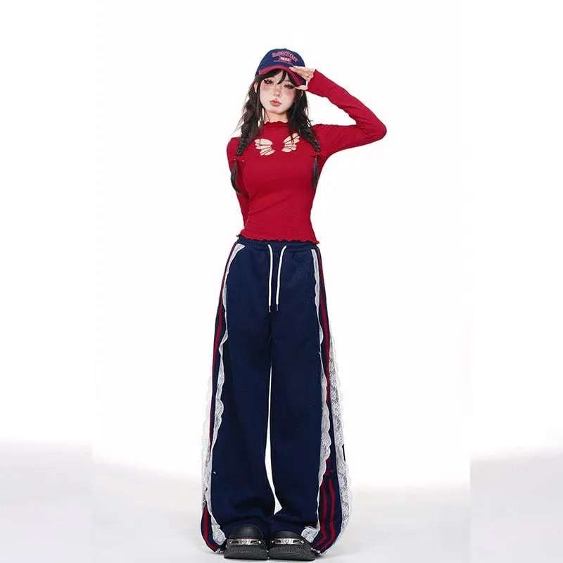 Sweet Pure Desire Style Slimming Hollow Long Sleeve T-shirt