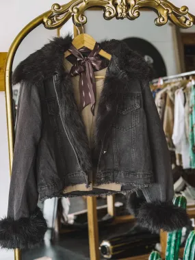The Denim Fur Jacket (Black)*FINAL SALE*