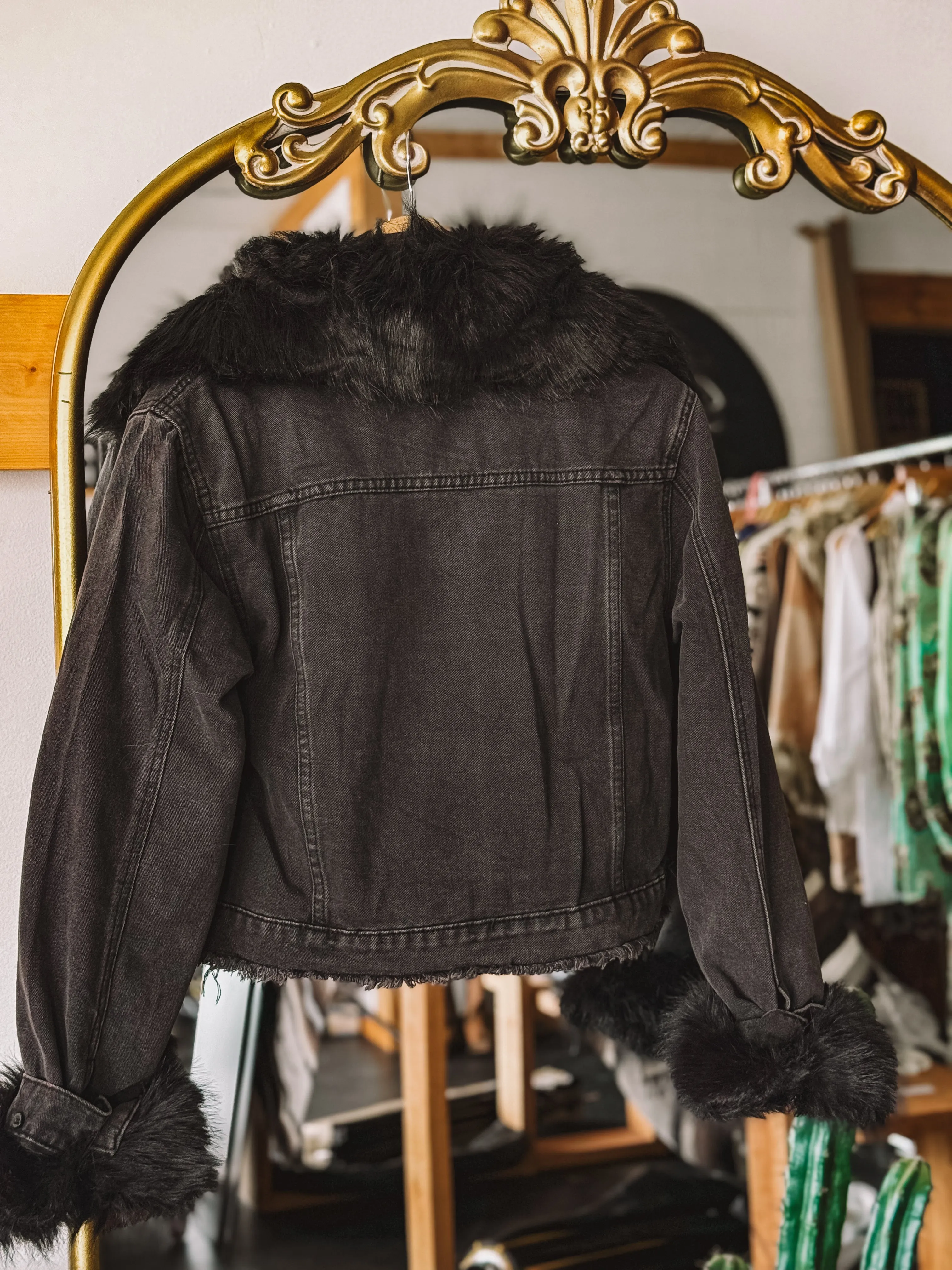 The Denim Fur Jacket (Black)*FINAL SALE*