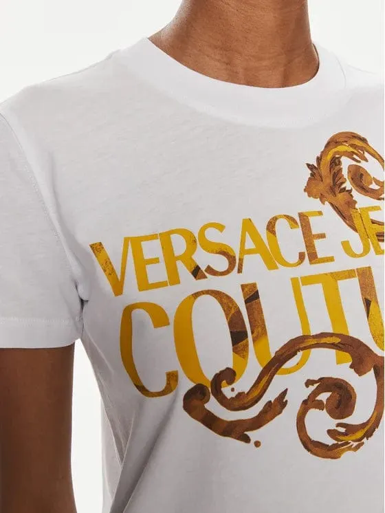 Versace Jeans Couture White Baroque Logo T-Shirt – Bold Heritage-S